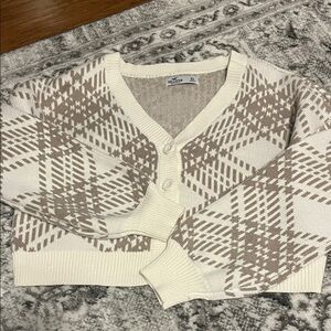 Hollister Cream and Tan Women's Cardigan
